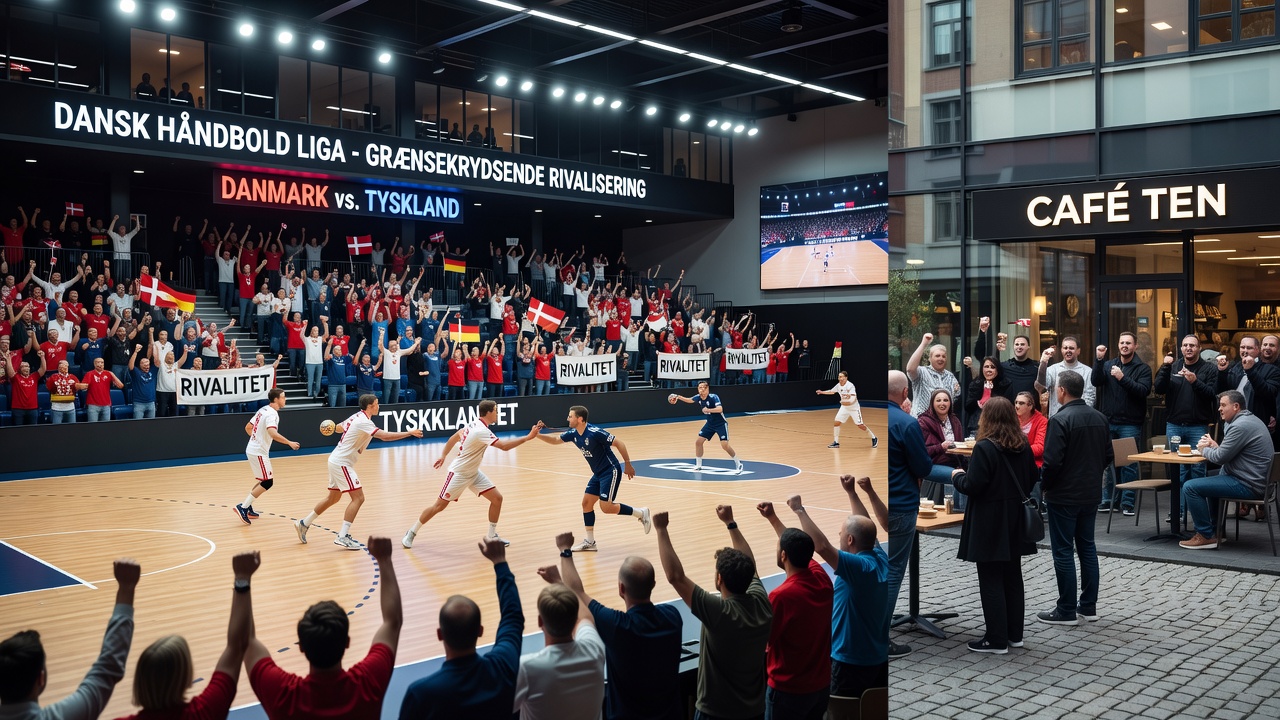 Graf der illustrerer tilskuerstrømme mellem håndboldkampe og nærliggende tennis- og atletikfaciliteter i grænseområder